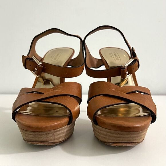 Coach Dani Veg Leather Strappy Heels Women's Size 7 - Picture 4 of 16